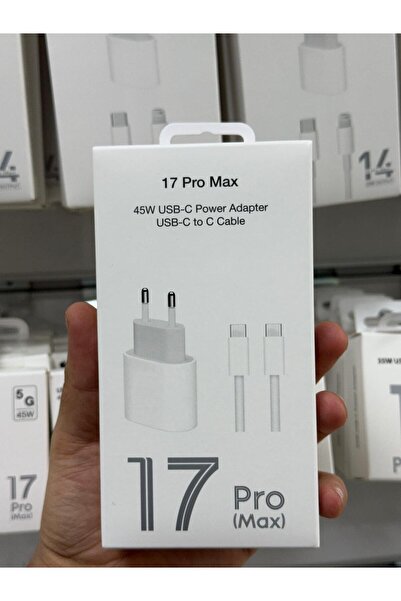 SOLGUN 45W USB-C ADAPTÖR TYPE-C TO TYPE-C KABLO IPHONE 17 PRO MAX ŞARJ SETİ