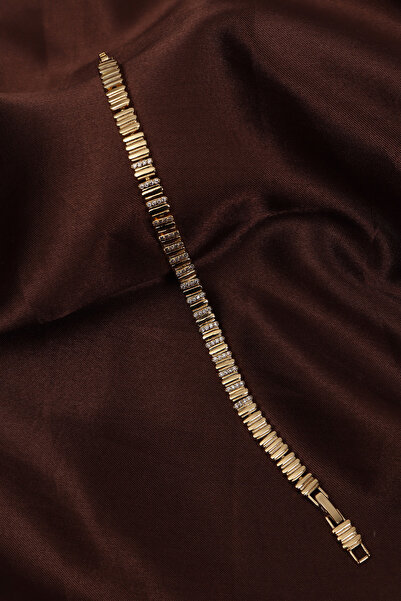 Süspüs Accessories 14k Xuping Gold Renk Zirkon Taşlı Sık Şerit Detaylı Bilekl...