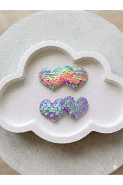 Jeevee Sequin Double Heart Figured Girl's Hair Clip - Sparkling Stylish Hair ...