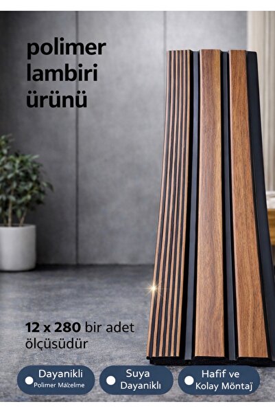 polimer LAMBİRİ KAHVE ÇİZGİLİ 12 x 280 EV OFİS DEKOR