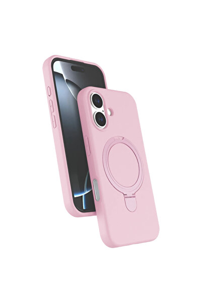 UnDePlus Apple iPhone 17 Kılıf Slikon M-safe Şarj Uyumlu Silikon Standlı Rega...