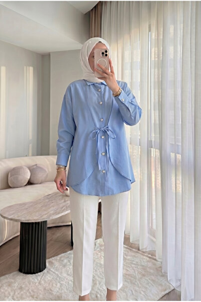 HİFADEN Women's Elegant Button Detailed Design Tie-Up Comfortable Stylish Hij...