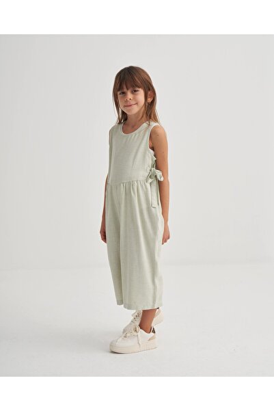 Cigit Sleeveless Lace-Up Jumpsuit 2-7 Years Mint Green