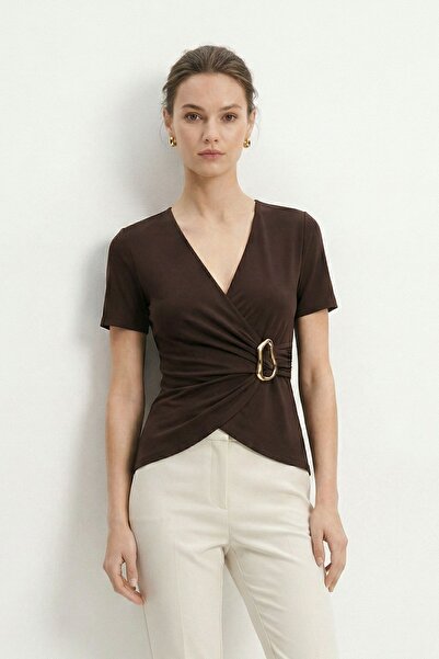 Rays Μπλούζα σε χρώμα Bitter Brown με αξεσουάρ γιακά 2309