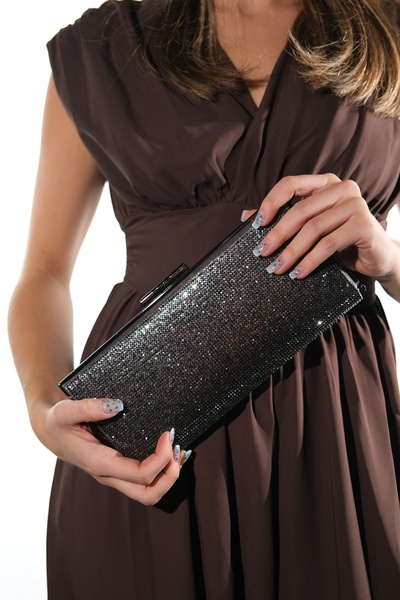 LuviShoes Γυναικεία βραδινή τσάντα φορέματος SOHO Platinum Small Stone