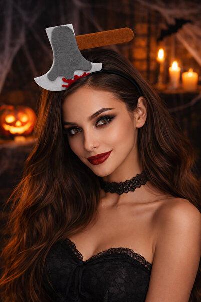 PARTİPORT Coroană detaliată cu topor de Halloween, accesoriu de Halloween pen...