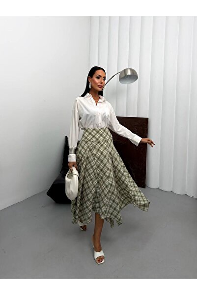 Bak'ap Πολυτελής Ασύμμετρη Μακριά Λινή Φούστα με Βολάν