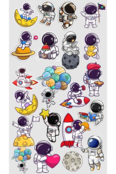 TRİMENT3D 21’li Sevimli Astronot Sticker Seti