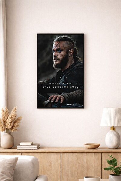 BuzzDesigns Viking Savaşçı Ragnar Lothbrok Motivasyon Poster Tablo (Çerçeve S...