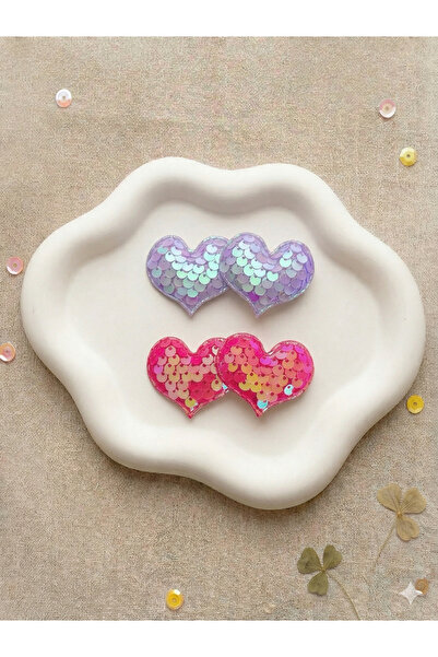 Jeevee Sequin Double Heart Figured Girl's Hair Clip - Sparkling Stylish Hair ...