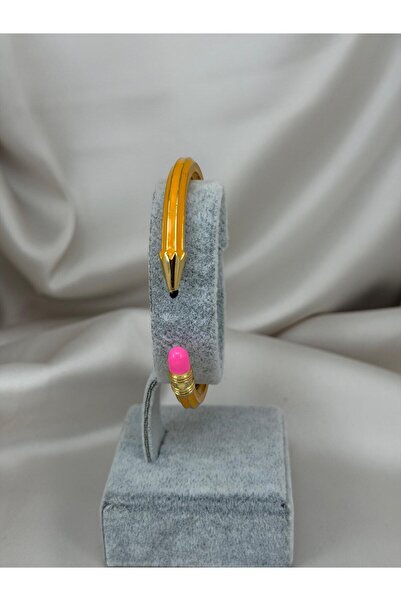 ZS Aksesuar Design Pink Bracelet – Gold Detailed Pencil Model Women's Bracelet