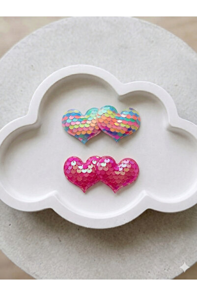 Jeevee Sequin Double Heart Figured Girl's Hair Clip - Sparkling Stylish Hair ...