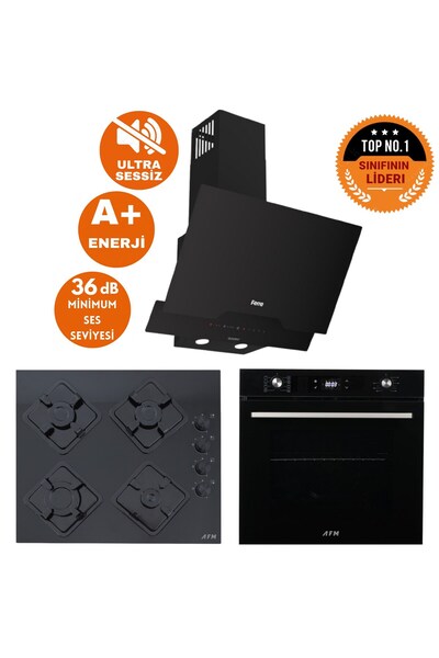 AFM tech ve Ferre MARKALI LIA Sessiz Turbo Dijital Siyah Ankastre Set (D063-S...