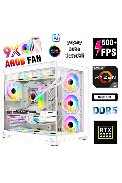 Zeiron Battle Pro X60 Ryzen 5 7500F 16GB DDR5 RAM 512GB M.2 SSD RTX5060 Tavsi...