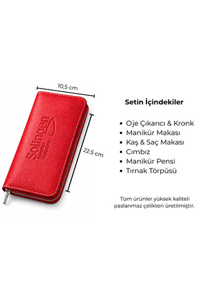 Grau Solingen Professional Manicure Set 6 Pieces – Zippered Faux Leather Case, Travel-Friendly