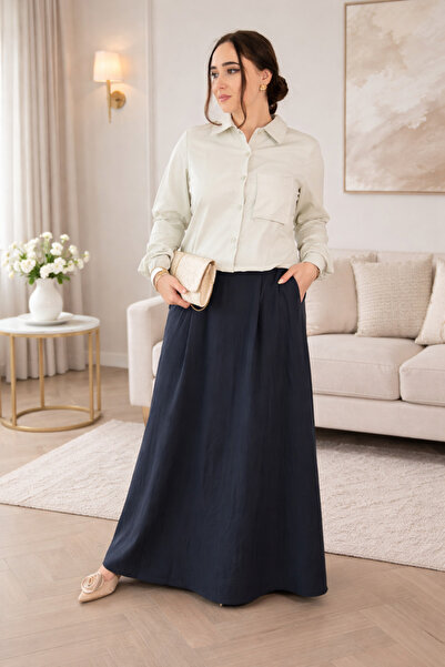 LINELLE Beige & Navy Skirt Co-Ord Set