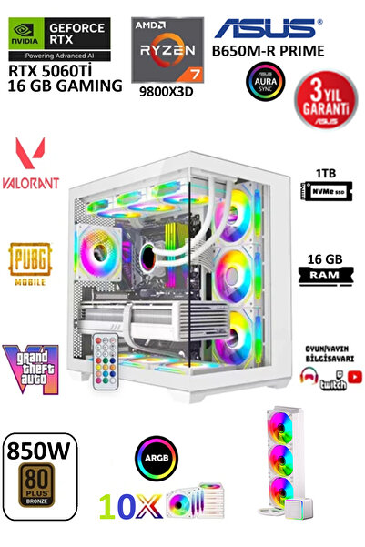 Archon AMD Ryzen 7 9800X3D | 16 GB DDR5 | RTX 5060Tİ 16 GB | 1 TB SSD | GAMIN...