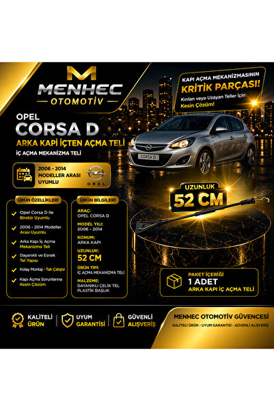Menhec Otomotiv Opel Corsa D Arka Kapı İç Açma Teli 52 cm İçten Açma Mekanizm...