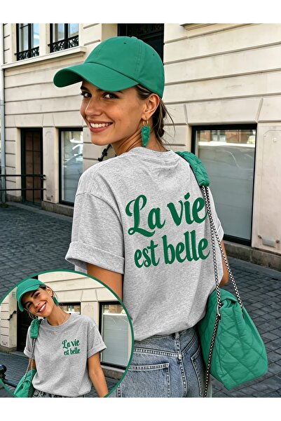 puolikuu Unisex Άνετο μπλουζάκι με στάμπα la vie