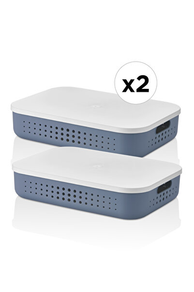 2-Piece Perforated Storage Box with Lid 6.8 Lt Multi-Purpose Organizer Cabinet Organizer