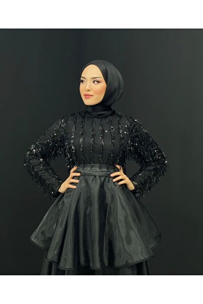 STİLZARAFET Τουαλέτα από τούλι με παγιέτες και φούντες