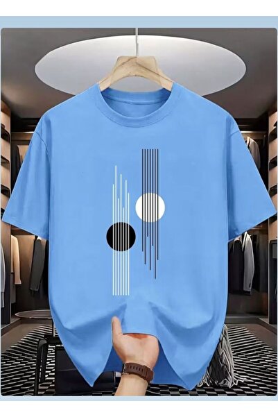VESTIR BIEN Tricou din bumbac pentru copii cu imprimeu Baby Blue Stripe