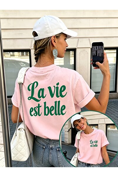 puolikuu Unisex Άνετο μπλουζάκι με στάμπα la vie