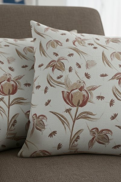 Senpai Chevron Bohemian Decorative Punch Pillow Cushion Cover 2 Pieces |   45X45 Rustic Floral Brown