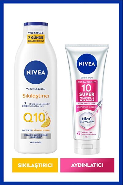 NIVEA Q10 Sıkılaştırıcı Vücut Losyonu 250 ml,Super10 Aydınlatıcı Vücut Serumu...