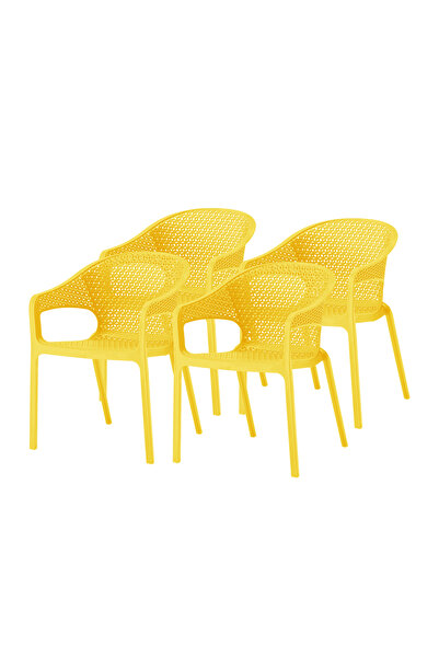 OEM Scaun terasa galben, set 4 bucati