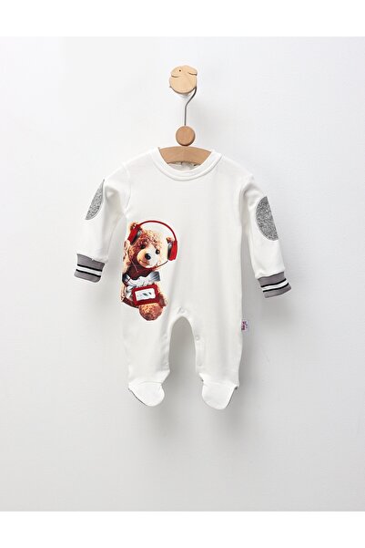 MiniKids Salopeta Music Bear, model alb