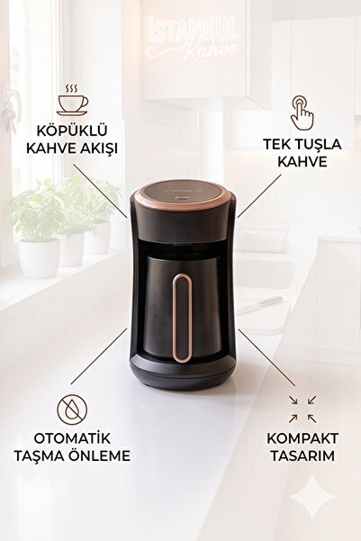 Crown Otomatik Türk Kahve Makinesi 500W | 4 Fincan Kapasiteli, Dijital LED Ekran, Sesli Uyarı, Közde Kahve