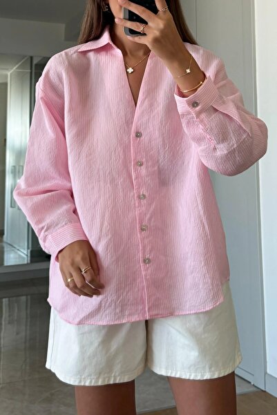 Suziş Women's Oversize Striped Shirt 4906