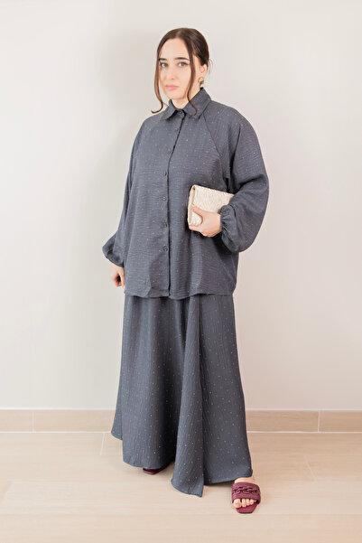 LINELLE Charcoal Grey Shimmer Skirt Co-Ord Set