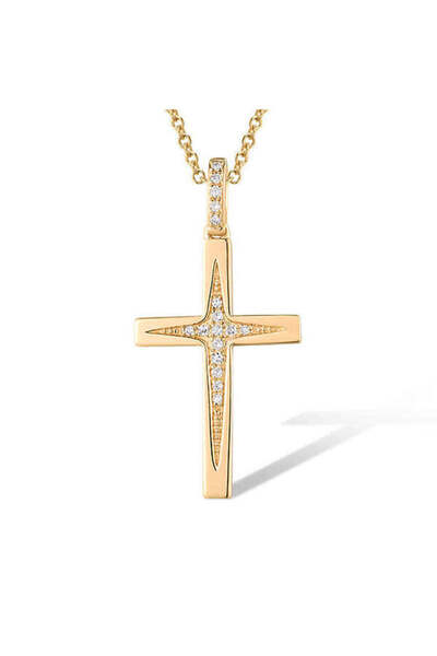 Bijuteria SORELLY Κρεμαστό σταυρός από χρυσό 14 καρατίων με διαμάντια 0.042 κ...