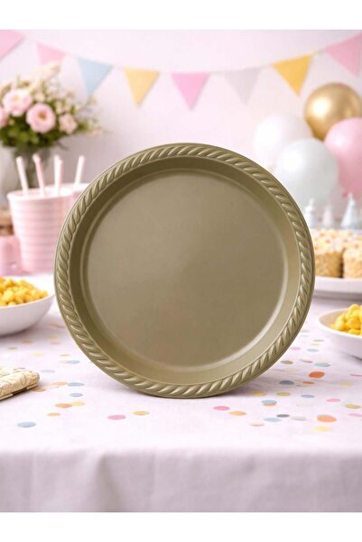 Parti Adresi Plastik Tabak Doğum Günü Parti Tabağı Altın 21 cm 25'li
