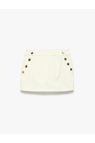 Koton Βαμβακερή μίνι φούστα με λεπτομέρεια στο κουμπί και άνετη εφαρμογή