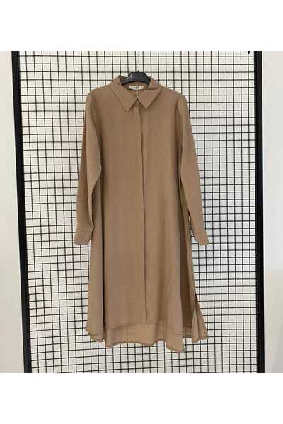 Armine Trend A-Line Button Closure Viscose Fabric Summer Hijab Tunic