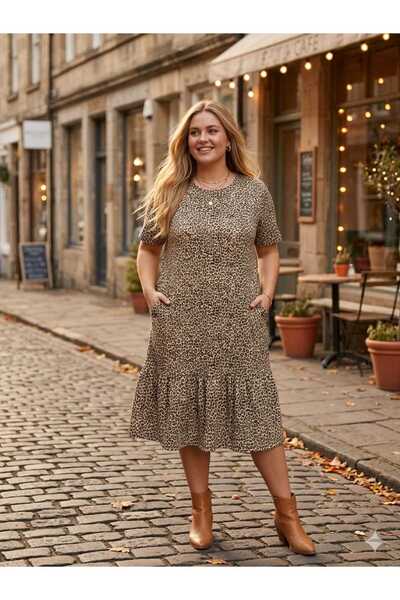 Asel Γυναικεία φούστα μεγάλου μεγέθους με βολάν και τσέπες, φόρεμα από χτενισ...