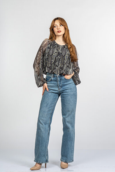 MissVina Μπλούζα σιφόν με στρογγυλή λαιμόκοψη και ελαστική μέση 70060