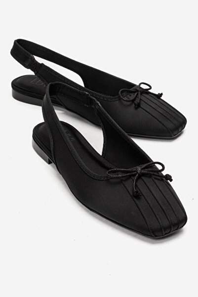 LuviShoes Γυναικεία παπούτσια μπαλαρίνας ZELVIA με μαύρο σατέν φιόγκο και ανο...