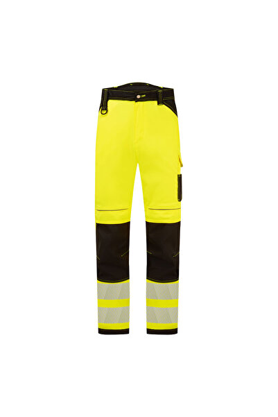 PORTWEST Pantaloni de lucru, reflectorizanti, stretch, cu buzunare, galben/negru