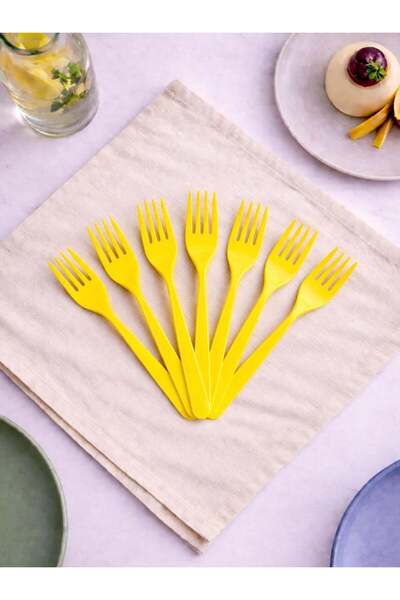 Parti Adresi Plastic Fork Yellow 25 Pieces