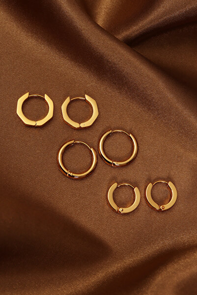 Süspüs Accessories مجموعة من 6 أقراط ذهبية صغيرة من الفولاذ