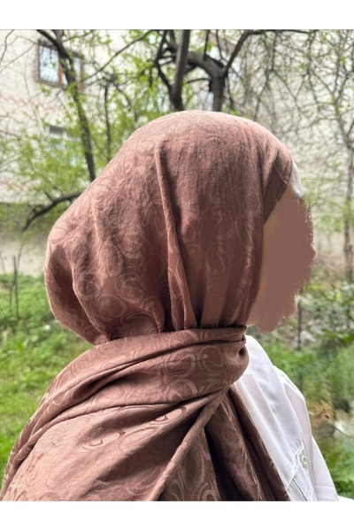 shalby Hijab Cotton Soft Textured Velmora Pattern Jacquard Shawl Almond