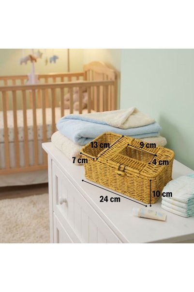 BONOVE Hasır Görünümlü Rattan Organizer Sepet Kapaklı Bölmeli Peçetelikli Masaüstü Düzenleyici