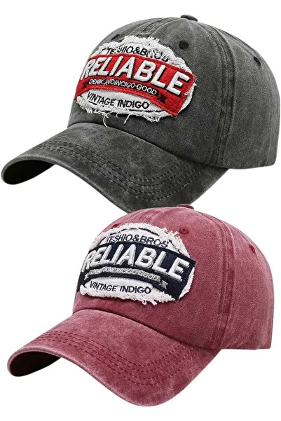Uniquetrenders Set de 2 șepci de baseball unisex, în stil vintage, cu broderi...