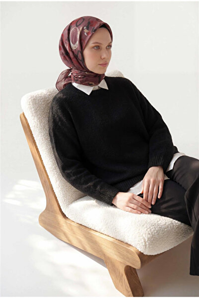 Silk Home Φουλάρι από βαμβακερό μείγμα, χρώμα τούβλου, αφηρημένο γεωμετρικό σ...