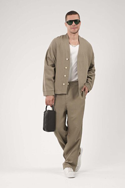 king brich Ανδρικό σετ κιμονό από μουσελίνα Oversize Fit