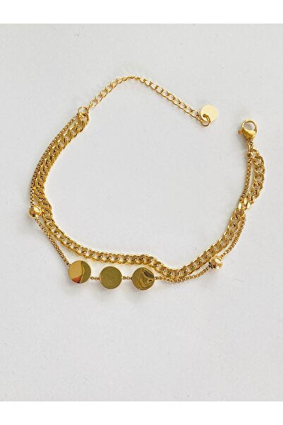 Ustaeller Steel Bracelet 2-Piece Gold Color Round Shape Bracelet
